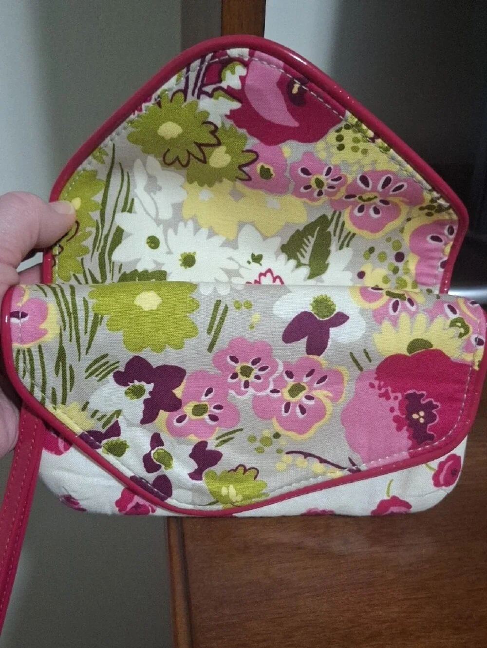 Vera Bradley White Wristlet with Pink Floral Print